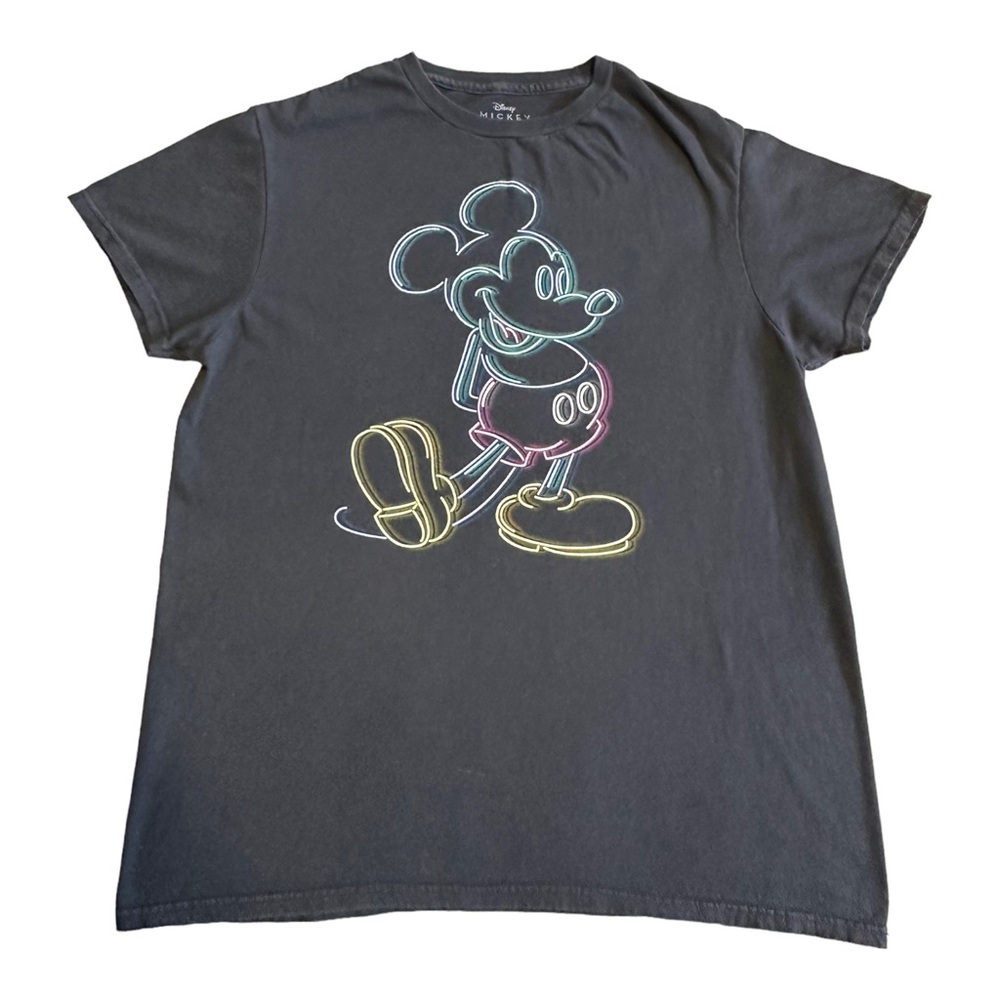 Disney Neon Mickey Crew Neck T-Shirt, Size M
